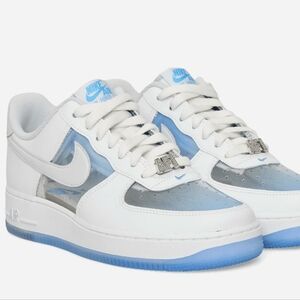 Crystal Nike Air Force 1 White and  Blue Sneakers😍